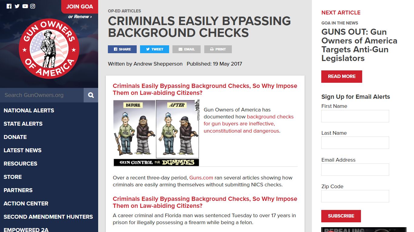 Criminals Easily Bypassing Background Checks | GOA - Gun Owners